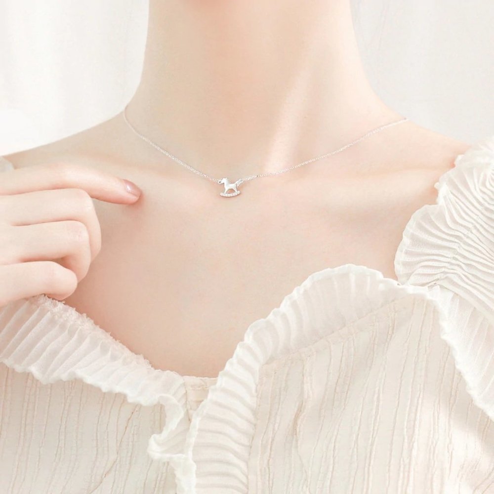 NEW 925 Sterling Silver Diamond Horse Necklace - Picture 6 of 14